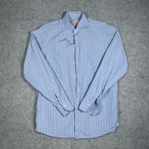 Pal Zileri Sartoriale Shirt Mens Large 15.75 Blue Plaid Button Up Luxury Italian
